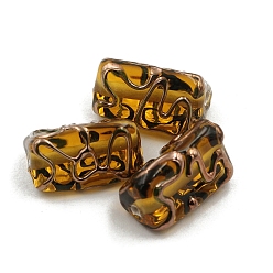 Goldenrod Transparent Czech Glass Beads, Triangle with Golden Wave, Goldenrod, 16x8mm