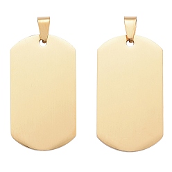Golden Vacuum Plating 304 Stainless Steel Big Pendants, Manual Polishing, Blank Stamping Tags, Rectangle, Golden, 43x24x1.8mm