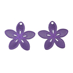 Сине-фиолетовый Аэрозольная краска 430 подвески из нержавеющей стали, цветок, синий фиолетовый, 13x14x0.3 мм, отверстие : 1 мм