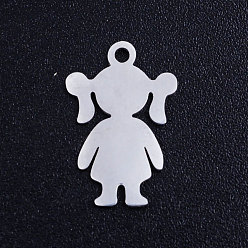 Stainless Steel Color 201 Stainless Steel Pendants, Blank Stamping Tag, Girl, Stainless Steel Color, 16.5x11x1mm, Hole: 1.5mm