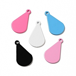 Mixed Color Spray Painted 201 Stainless Steel Pendants, Teardrop Charm, Mixed Color, 19x11x1mm, Hole: 1.4mm
