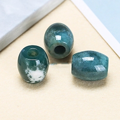 Moss Agate Natural Moss Agate Large Hole Bead Beads, DIY Necklace Jewelry Accessories, Drum, 18x16mm, Hole: 6mm