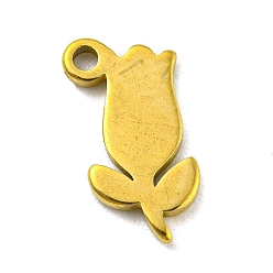 Golden Laser Cut 304 Stainless Steel Charms, Rose Charms, Golden, 11x5.5x1mm, Hole: 1.2mm