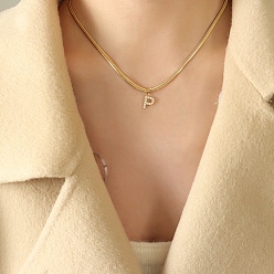 P1288-P letter gold necklace 40+5cm Collier pendentif lettre géométrique audacieux en or pour les fashionistas hip hop