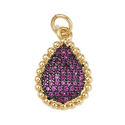 Серо-розавый Латунные микро проложить кубического циркония подвески, слеза, реальный 18 k позолоченный, без кадмия и без свинца, стойки покрытие, долговечный, с целью перехода в кольце, увядшая роза, 19.5x12.5x2 мм, отверстие : 3.3 мм