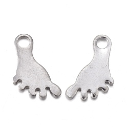 Stainless Steel Color 201 Stainless Steel Charms, Laser Cut, Footprint, Stainless Steel Color, 13x8x0.8mm, Hole: 2mm