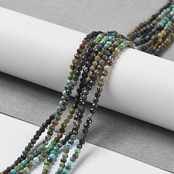 HuBei Turquoise Natural HuBei Turquoise Beads Strands, Round Beads, Faceted, 2x2mm, Hole: 0.5mm, about 190~195pcs/strand, 14.96''~15.35''(38~39cm)