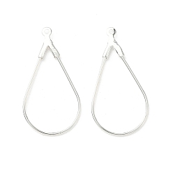 Посеребрённый Латунные подвески, без свинца и без кадмия, слеза, 925 серебро покрытием, 27x14.5x1.5 мм, отверстие : 1.2 мм