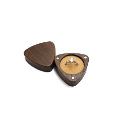 Goldenrod Wooden Ring Storage Boxes, with Magnetic Clasps & Velvet Inside, Triangle, Goldenrod, 5.5x5.5x3cm