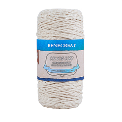 Creamy White BENECREAT Macrame Cotton Cord, Twisted Cotton Rope, for Wall Hanging, Plant Hangers, Crafts and Wedding Decorations, Creamy White, 2mm, about 218.72 yards(200m)/roll