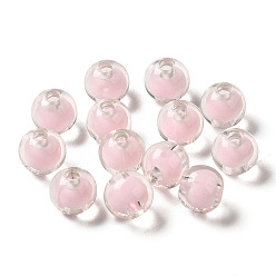 Pink Transparent Acrylic Beads, Bead in Bead, Round, Pink, 7.5x7mm, Hole: 2mm, about: 2083pcs/500g