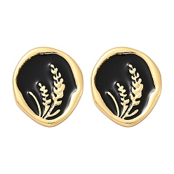 Черный 304 овальные серьги-гвоздики из нержавеющей стали, с эмалью, реальный 18 k позолоченный, вакуумное покрытие pvd, чёрные, 18.5x15.5 мм