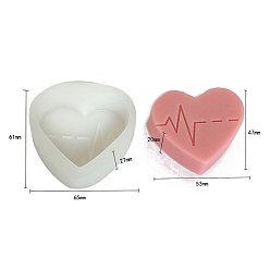 White Valentine's Day Heart DIY Food Grade Silicone Candle Molds, Resin Casting Molds, For UV Resin, Epoxy Resin Jewelry Making, Heart, White, 6.1x6.5x2.7cm, Inner Diameter: 4.7x5.3x2cm