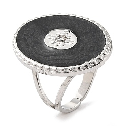 Нержавеющая Сталь Цвет 304 эмалированные открытые манжеты из нержавеющей стали для женщин, со стразами, овальные, цвет нержавеющей стали, внутренний диаметр: регулируемый