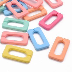 Mixed Color Rubberized Style Acrylic Linking Rings, Quick Link Connectors, For Cross Chains Making, Rectangle, Mixed Color, 44x24x4.5mm, Inner Diameter: 11.5x29.5mm