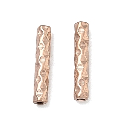 Розовое Золото 304 шарики из нержавеющей стальной трубы, ионное покрытие (ip), текстурированная трубка, розовое золото , 11x2 мм, отверстие : 0.9 мм