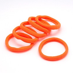 Dark Orange Girl's Hair Accessories, Nylon Thread Elastic Fiber Hair Ties, Dark Orange, 34mm