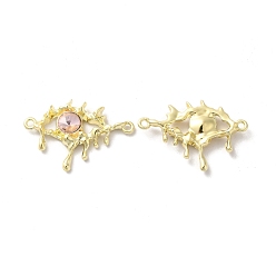 Misty Rose Alloy Connector Charms, Melting Eye Links with Glass, Lead Free & Cadmium Free, Light Gold, Misty Rose, 21x30.5x4mm, Hole: 1.6mm