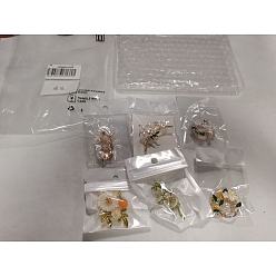 (52) Непрозрачная лаванда 6шт. 6 стили: булавки из смолы в виде ромашек и листьев, Броши из сплава для рюкзака для одежды, золотые, разноцветные, 25~49x25~47 мм, 1 шт / стиль