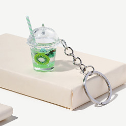 Green Nightlight Fruit Milk Tea Cup Keychain Pendant Banana Kiwi Grape Keychain Nightlight Pendant