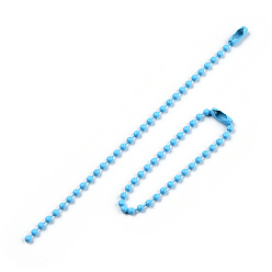 Sky Blue Spray Painted Iron Ball Chains, Tag Chains, Sky Blue, 117x2.5mm