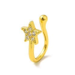 Золотой Клипса со звездой из прозрачного кубического циркония на кольце в носу, латунная манжета для носа без пирсинга для женщин, золотые, 11 мм