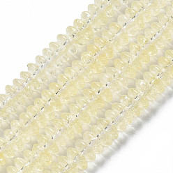 Light Goldenrod Yellow Crackle Glass Beads, Dyed & Heated, Rondelle, Light Goldenrod Yellow, 6x3.5mm, Hole: 1.2mm, about 147pcs/strand, 15.23 inch(38.7cm)