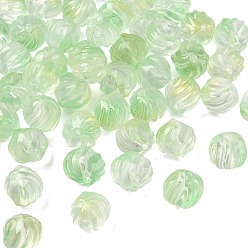 Бледно-Зеленый Двухцветные прозрачные стеклянные бусины, тыква, с блеском порошок, бледно-зеленый, 10~10.5x9~10 мм, отверстие : 1.4 мм, Около 833 шт / 1000 г
