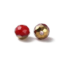 Dark Red Electroplate Glass Beads, Half Golden Plated, Faceted, Rondelle, Dark Red, 4.3x3.7mm, Hole: 1mm, 500pcs/bag