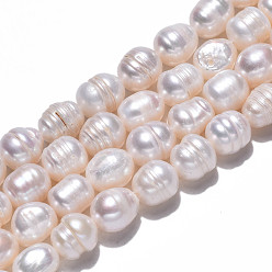 Seashell Color Natural Cultured Freshwater Pearl Beads Strands, DIY Material for Mother's Day Gift, Polished Rice, Seashell Color, 8.5~9.5x7.5~8.5mm, Hole: 0.7mm, about 33~37pcs/strand, 13.78 inch~14.37