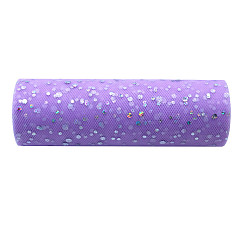 Orchid 10 Yards Sparkle Polyester Tulle Fabric Rolls, Deco Mesh Ribbon Spool with Paillette, for Wedding and Decoration, Orchid, 15cm