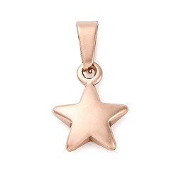 Розовое Золото Ионное покрытие (ip) 304 брелоки из нержавеющей стали, звезда, розовое золото , 13.5x10.5x3.5 мм, отверстие : 6x3 мм