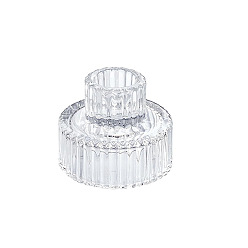 Clear Glass Candlestick Holder, Pillar Candle Centerpiece, Perfect Home Party Decoration, Clear, 6.5x5.5cm