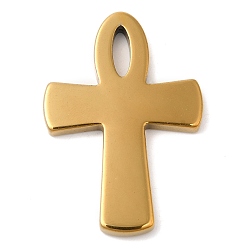 Golden Plated Electroplated Synthetic Non-magnetic Hematite Pendants, Religion Cross Charms, Golden Plated, 49x33.5x4mm, Hole: 1mm