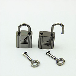 Gunmetal Zinc Alloy Twist Bag Lock Purse Catch Clasps, Padlock, for DIY Bag Purse Hardware Accessories, Gunmetal, 3.5x2cm