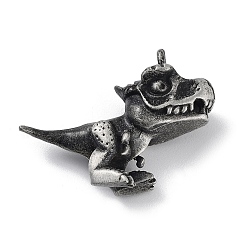 Antique Silver Tibetan Style Alloy Pendant, Frosted, Dinosaur Charm, Antique Silver, 30.5x38x13mm, Hole: 3mm