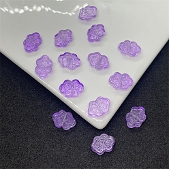 Violet Bleu Perles de verre tchèques transparentes, avec de la poudre de paillettes argentées, nuage de bon augure, bleu violet, 13x9mm
