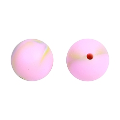 Pearl Pink Round Food Grade Silicone Beads, Chewing Beads For Teethers, DIY Nursing Necklaces Making, Pearl Pink, 15mm