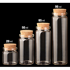 Clear Glass Jar Glass Bottles Bead Containers, with Cork Stopper, Wishing Bottle, Clear, 70x37mm, Hole: 24mm, Capacity: 50ml