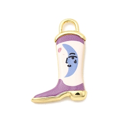 Луна Латунные подвески с принтом, подвески для обуви/ботинок, долговечный, реальный 18 k позолоченный, луна, 23x14.5x3 мм, отверстие : 3x2 мм