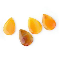 Gold Natural Striped Agate/Banded Agate Pendants, Dyed, teardrop, Gold, 40~44.5x27.5~30x5~6.5mm, Hole: 2mm