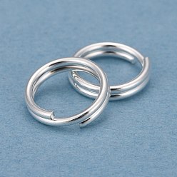 Серебро 304 из нержавеющей стали разрезные кольца, кольца с двойной петлей, серебряные, 10x2 мм, внутренний диаметр: 8 мм, одиночный провод: 1 мм