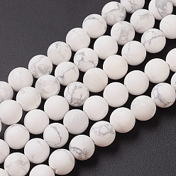 Howlite Natural Howlite Beads Strands, Frosted, Round, 8mm, Hole: 1mm, about 49pcs/strand, 15.2 inch(38.5cm)