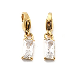 Кристалл Прямоугольник 304 подвеска из нержавеющей стали со стразами, с карабин-лобстерами , ионное покрытие (ip), реальный 14 k позолоченный, кристалл, 20 мм