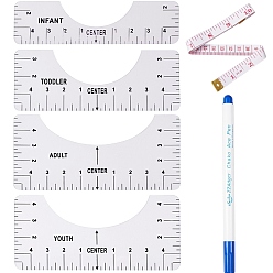 White 6Pcs Measurement Sewing Tailor Craft, PU Iron Soft Tape Measure & Disappearing Ink Fabric Marker Pen & PVC Multifunction Rulers, White, 12.5x0.5mm, 1.5m/roll, 1pc/bag