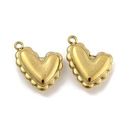 Real 14K Gold Plated 304 Stainless Steel Charms, Heart Charm, Real 14K Gold Plated, 14x10.5x4mm, Hole: 1.4mm