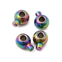 Rainbow Color 304 из нержавеющей стали обжимной бисер, ионное покрытие (ip), круглые, Радуга цветов, 4x3x2.5 мм, отверстие : 1 мм