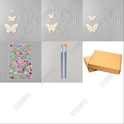 (52) Непрозрачная лаванда Наборы для изготовления деревянных ветряных колокольчиков в форме бабочек своими руками, включая алюминиевую трубку, смола горный хрусталь наклейки, пластиковая кисть для рисования, разноцветные, 31~1000x1~129x0.1~2.5 мм