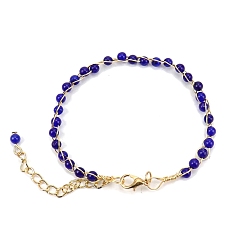 Lapis Lazuli Natural Lapis Lazuli Round Beaded Bracelets, 9-7/8 inch(25cm)