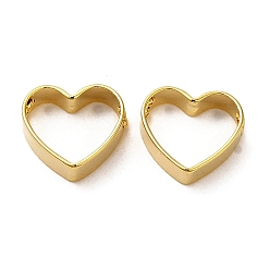 Real 24K Gold Plated Rack Plating Brass Bead Frame, Cadmium Free & Lead Free, Heart, Real 24K Gold Plated, 9.5x10.5x3mm, Hole: 1.6mm
